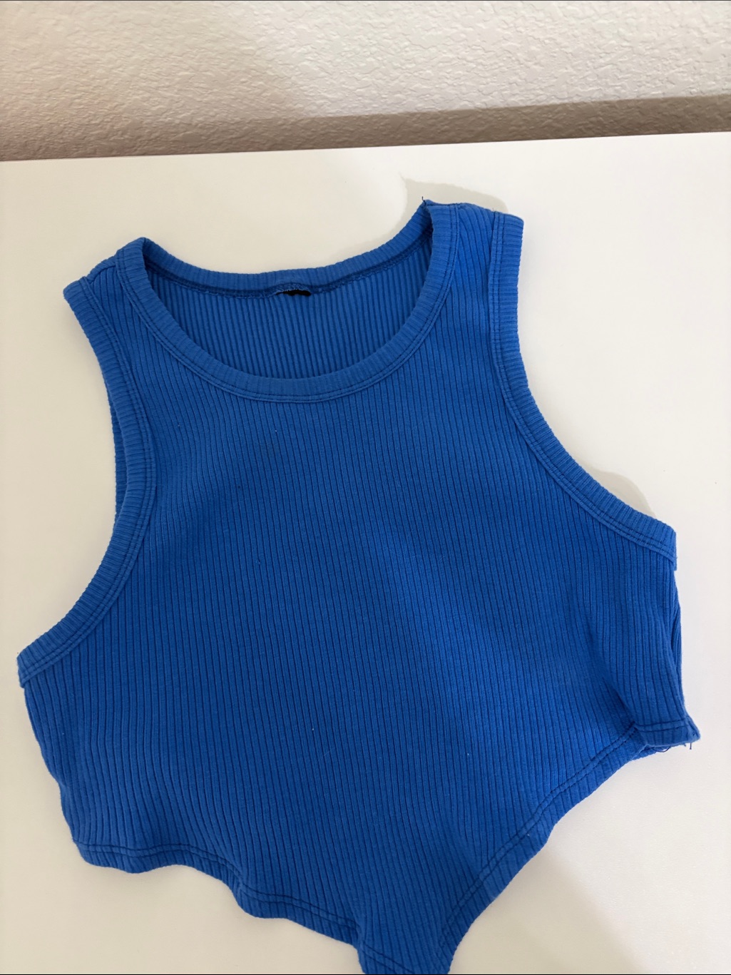 Royal Blue Ribbed Crop Tank Top